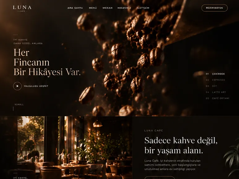 Yunoza Café örnek web sitesinin görseli